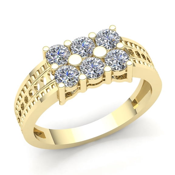 Genuine 0.75ct Round Cut Diamond Mens Cluster Classic Anniversary Engagement Ring Solid 14K Rose, White or Yellow Gold GH SI1