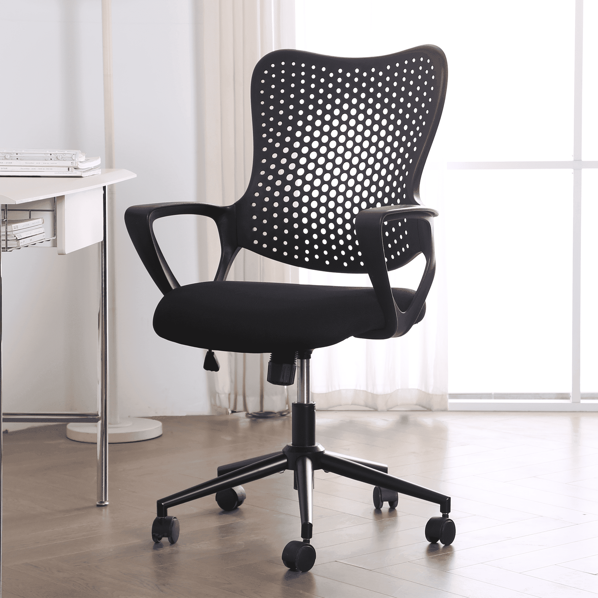 ENYLAY Ergonomic Office Chair, Breathable Mesh Computer Desk Chair with Armrests & Rolling Swivel, Butterfly Back Design Task Chair for Home Office, Adults Teens (Black)