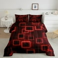 thumbnail image 2 of YST Geometry Kids Bedding Set Full Size,Red Neon Light Black Quilt Geometric Grid Lines Comforter Set,Modern Abstract Gradient Cubes Down Comforter For Boys Girls Adults, 2 of 7