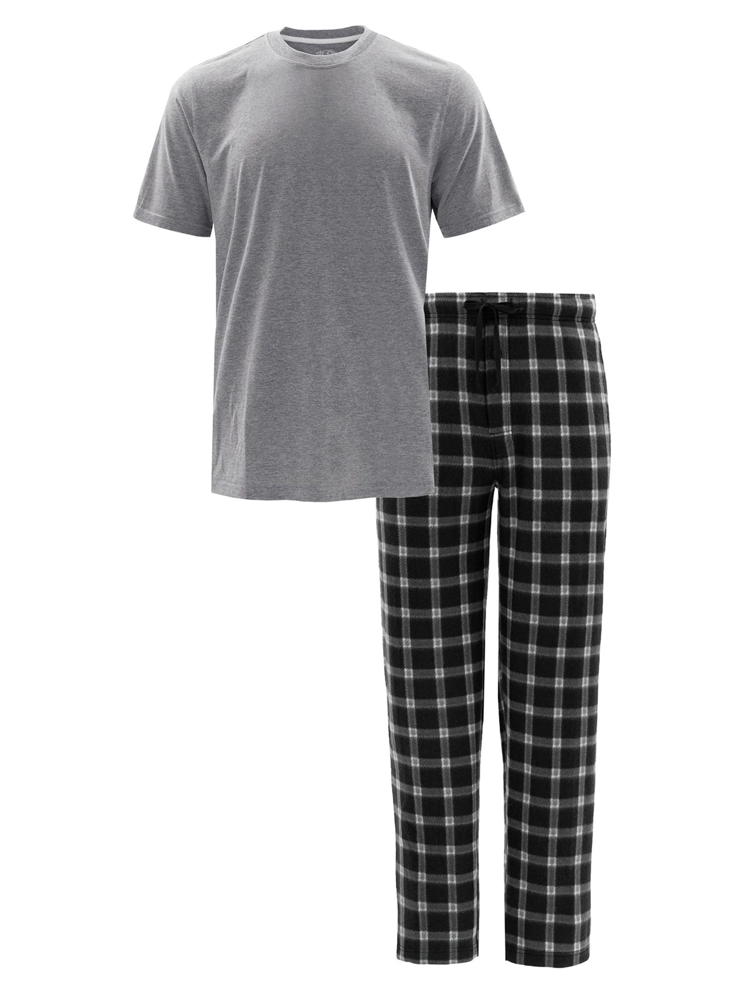 Fruit of the Loom Men's Crewneck Tee and Fleece Pajama Pants Set, 2-Piece, Sizes S-5XL