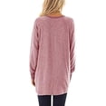 thumbnail image 3 of Sudadera informal con manga raglán y cuello redondo para mujer, sudadera de manga larga con bolsillo de color en contraste, camiseta informal Ormromra HMFJ298-18, 3 of 7