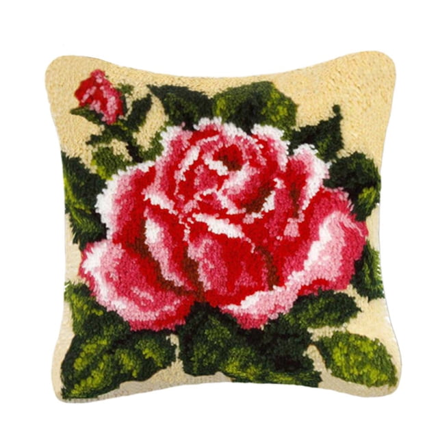 Kit de gancho de pestillo para hacer alfombras, manualidades para niños y adultos, flores de 17 pulgadas x 17 pulgadas. Flor 5