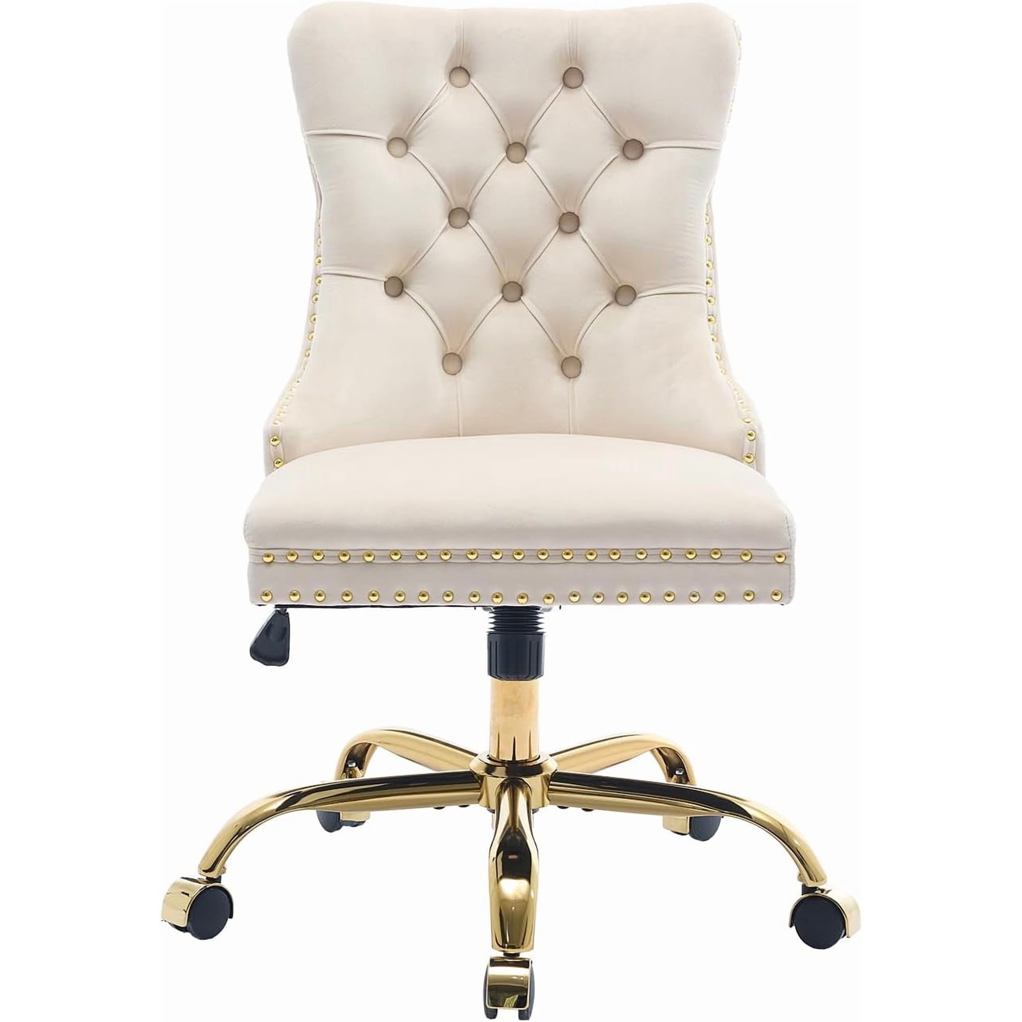beige velvet office chair with product