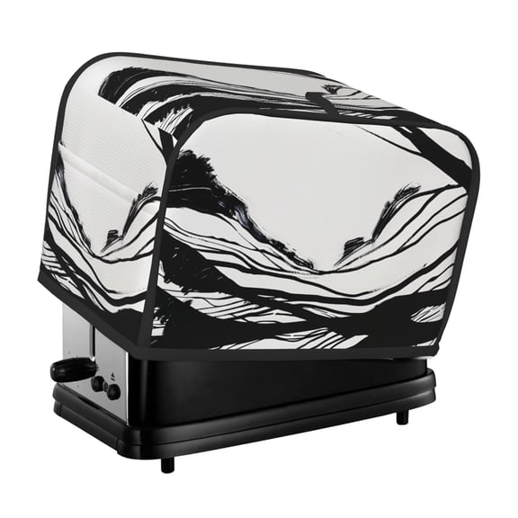 Toaster Cover For 2 Or 4 Slice, Two Or Four Slice Toaster Hood Dust-Proof Cover For Home Kitchen Washable Small Appliance Black Wave