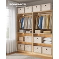 thumbnail image 2 of SONGMICS Storage Bins with Lids, 3 Pack Stackable Fabric Storage Boxes, Odorless PP Sheet, Foldable Cube Baskets Organizers with Handles, Summer Sand, 2 of 5