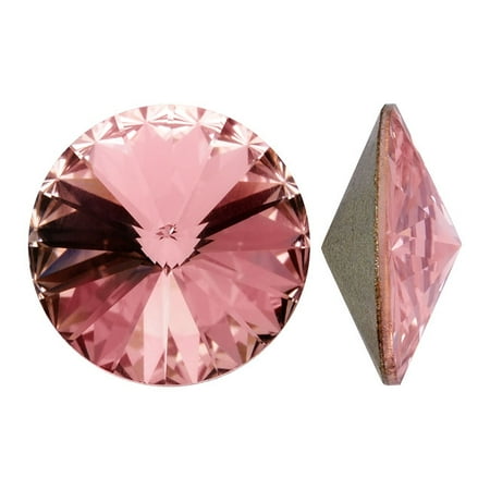 Vintage Rose Crystal - Swarovski Crystal, #1122 Rivoli Fancy Stones 12mm, 4 Pieces, Vintage Rose F