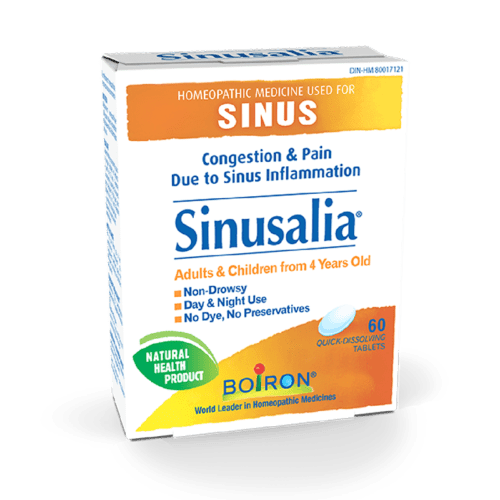 Boiron Sinusalia, 60 Comprimés, Médicament Homéopathique pour la Congestion Nasale et la Douleur Liée à l'Inflammation des Sinus comme le Nez Bouché et la Pression des Sinus, Non Somnolent, pour les Âges de 4 à l'Adulte