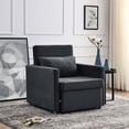 thumbnail image 2 of Single Sofa Bed Chair, 2-1 Convertible Lounge Sleeper Chair with Metal Legs and Pillow, Velvet Fold Out Sofa Couch, 300 LBS Capacity for Bedroom, Living Room, 2 of 7