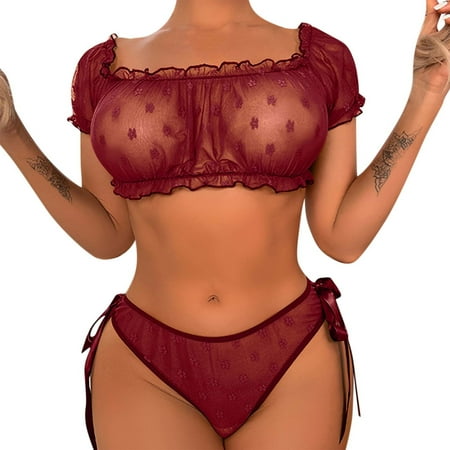 

adviicd Lingerie Bodysuit Women s Piece Ring Linked Triangle Bras and Thongs Lingerie Set Medium