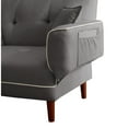 thumbnail image 7 of Lounge Sofa, Upholstered Sofa Bed with 2 Pillows, Wood Legs, Back and Armrest, Convertible into Twin Bed, Leisure Couch for Living Room Bedroom Furniture, Gray, 56.5” x 31.1” x 35”H, 7 of 7