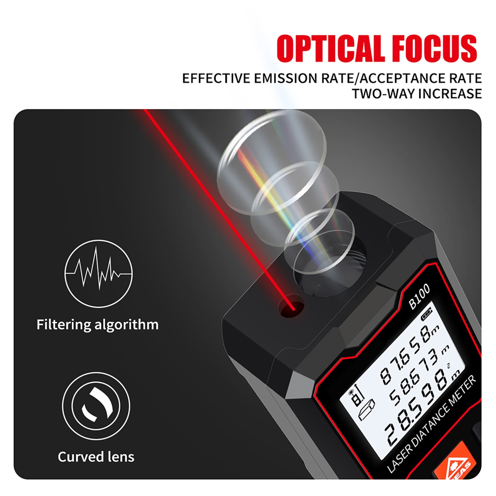 100m  Measure LCD Digital  Distance Meter With Bubble Level Mini Range Finder Distance/ Area/ Volume/ Pythagorean Measuring Tool Unit Switching Data Storage