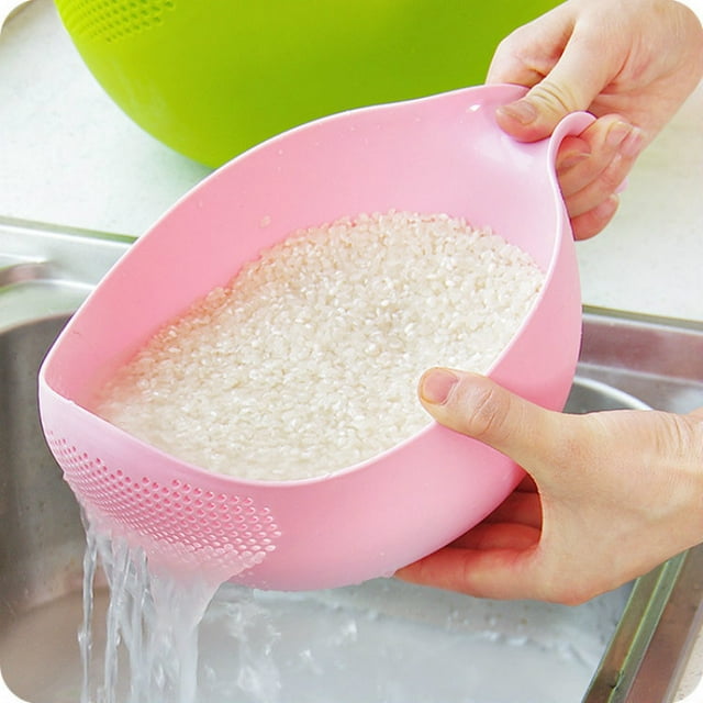 Cuenco de arroz de plástico, arroz, legumbres, frutas, verduras, fideos, pasta, cuenco de lavado y colador para almacenar y colar, colador de arroz, colador de frutas, cesta de drenaje Fokelyi JQWJ241-2