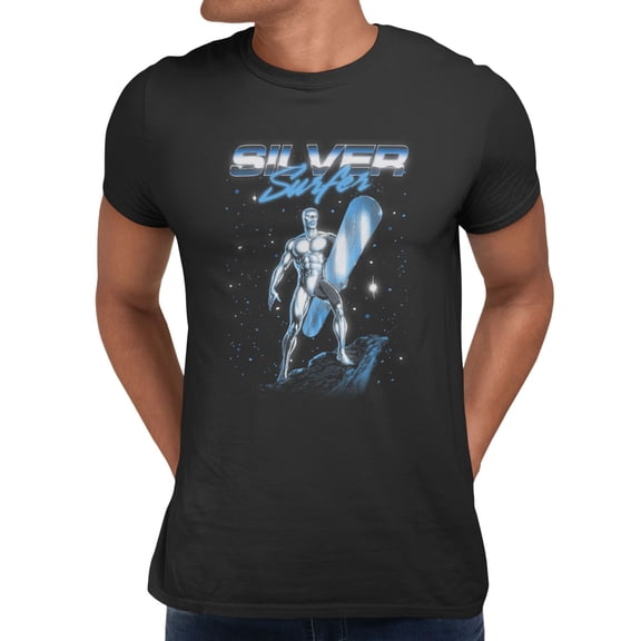 Marvel Comics Retro Silver Surfer Classic Pose Men's T Shirt (Black, S-XXXL)