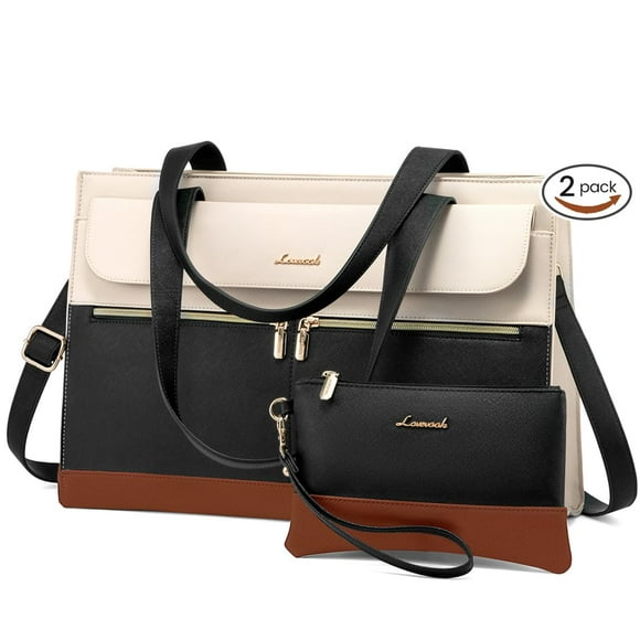Bolsa para portátil LOVEVOOK para mujer de 15.6 pulgadas, piel impermeable