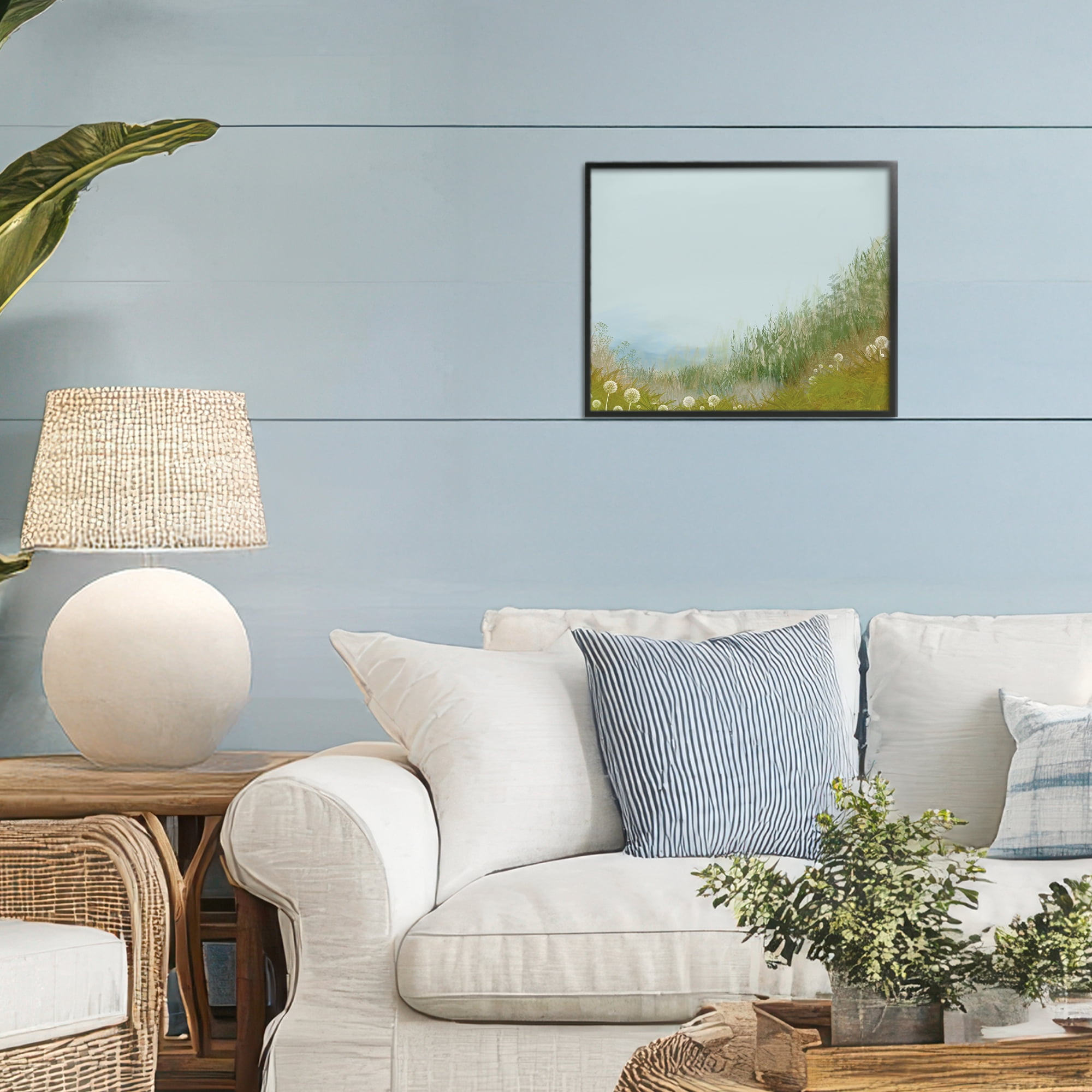 Misty Meadow Hill Black Framed Giclee Art, design by Renel Peters