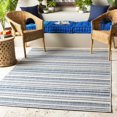 thumbnail image 2 of BoutiqueRugs Olin Contemporary Geometric Area Rug - Modern Minimalist Striped Carpet for Living Room, Patio, Terrace - Outdoor Safe - Navy, Light Blue, Aqua, Teal - 8'10" x 12' (9x12), 2 of 19