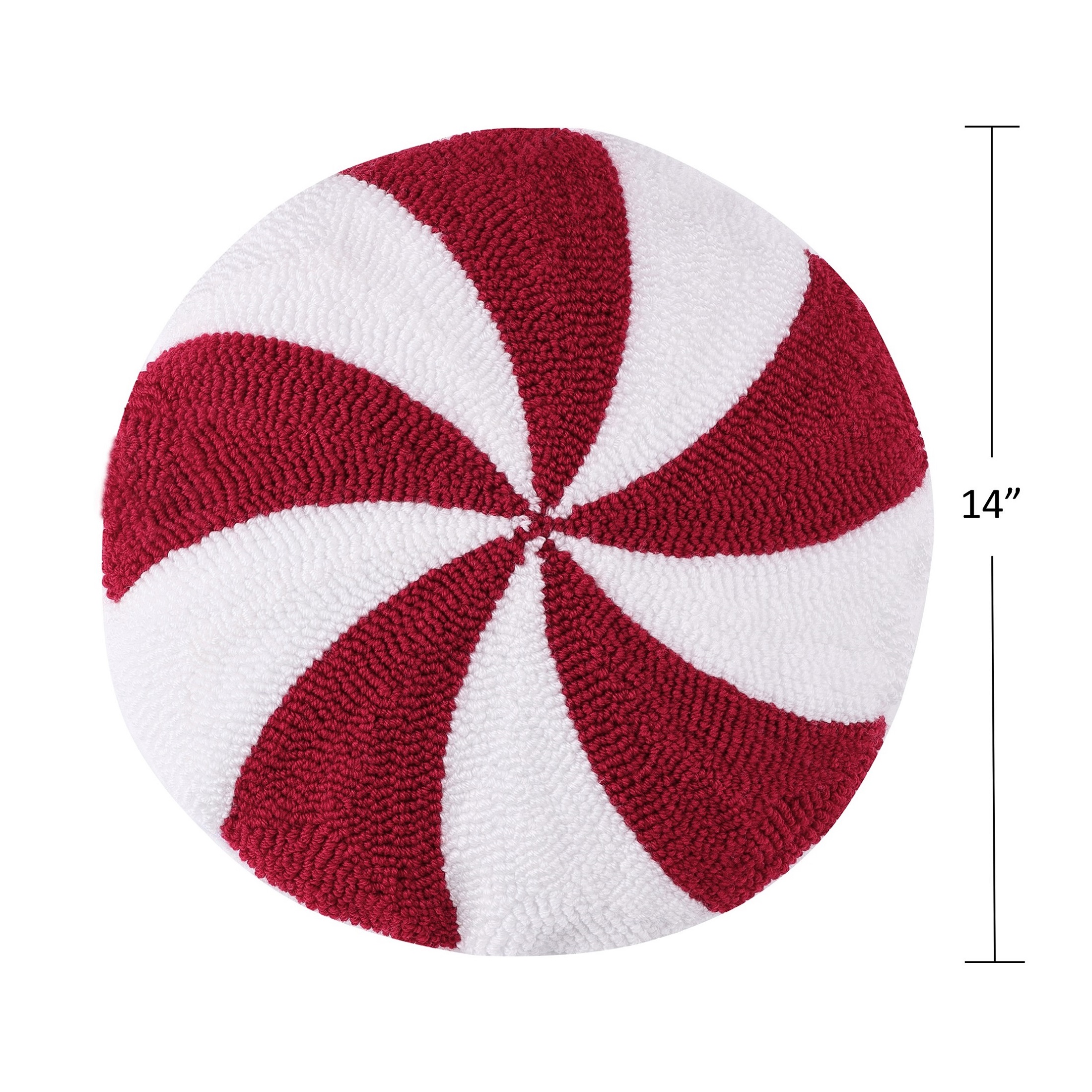 Greenland Home Fashions Decorative Red and White Peppermint Candy Swirl Toss Pillow