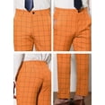 thumbnail image 6 of INSPIRE CHIC Men's Plaid Slim Fit Flat Front Dress Pants with Pockets 32 Orange, 6 of 6