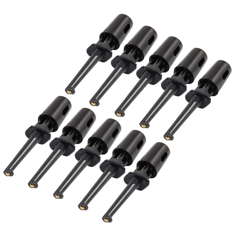10 x Plastic Multimeter Test Hook Clip Grabber Black 1.6" for PCB SMD