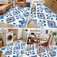 thumbnail image 6 of 2.7x5 Washable Area Rug, Bohemia Non-Slip Rectangle Rug for Bedroom Bedside, Blue Argyle Ethnic Style Retro Abstract Pattern Indoor Floor Mat for Home Decor, 6 of 9