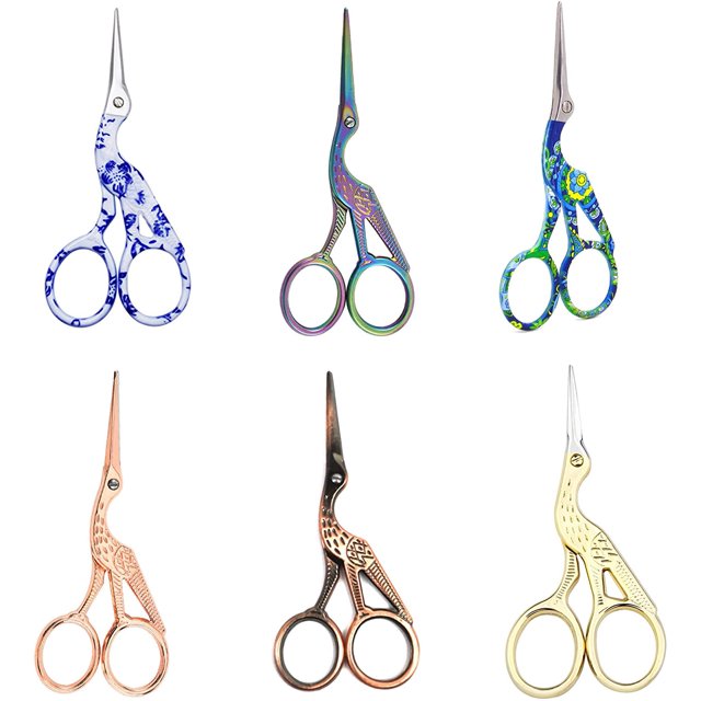 6 Pack Arolly Embroidery Scissors 4.5-inch Small Sewing Scissors Retro Style Craft Scissors for Art Needle Work