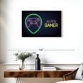 thumbnail image 3 of Elephant Stock Alien Gamer Wall Sign Wall Art - Horizontal Canvas Wall Art - Living Room Wall Decor - Wall Signs Canvas - Gold And Blue Decor - 30" x 20", 3 of 8