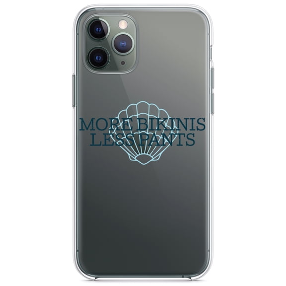 DistinctInk Clear Shockproof Hybrid Case for iPhone 12 Pro MAX (6.7" Screen) - TPU Bumper Acrylic Back Tempered Glass Screen Protector - More Bikinis Less Pants