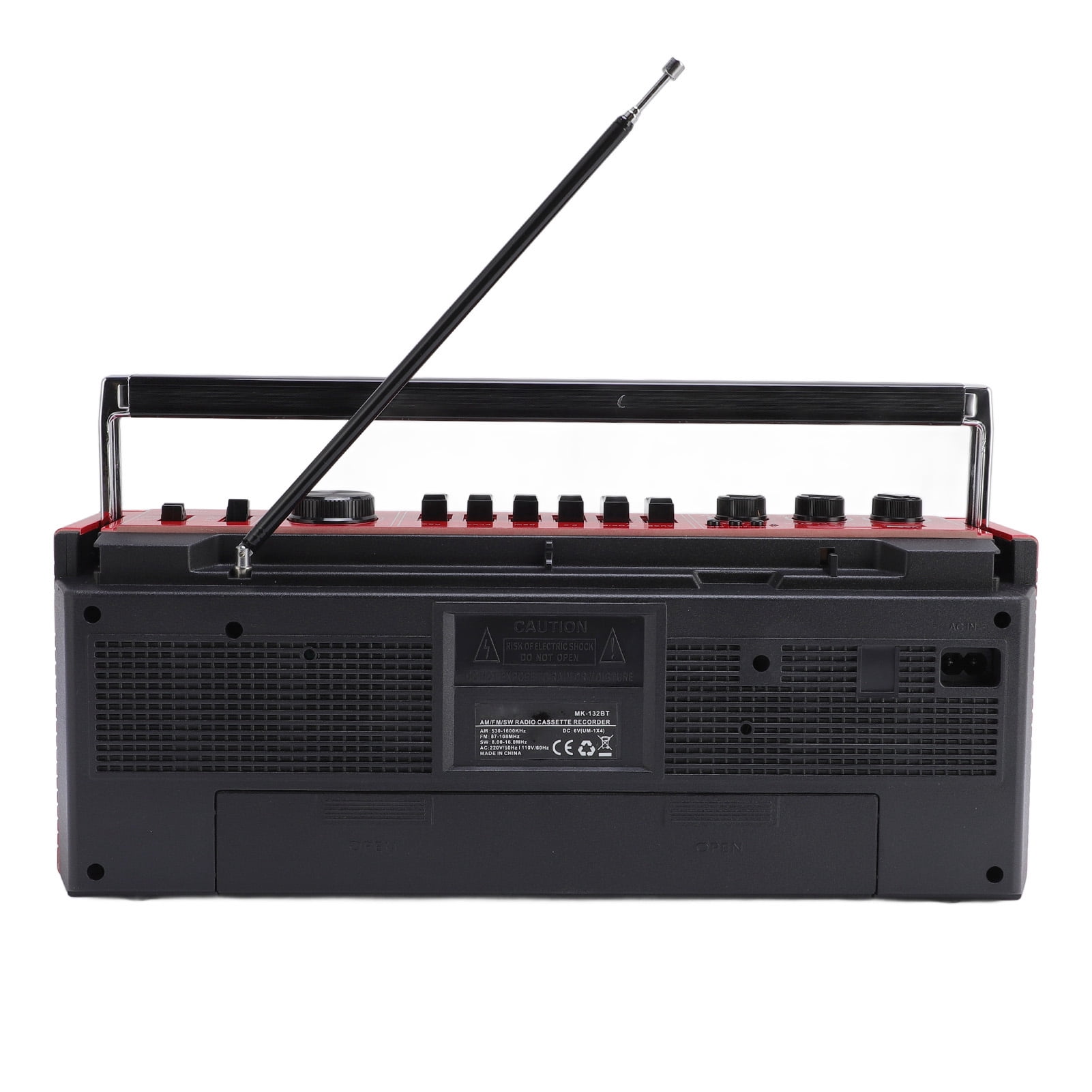 NFTIGB Retro Cassette Tape Player Recorder Boombox AM FM SW Radio with Bluetooth Speaker Battery Operated AC Powered Tape Recorder Cassette Player USB SD Slot Red US Plug