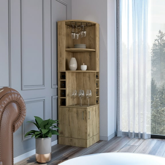 Dark Brown Papprika Bar Cabinet, 8 To Display Your Wines Finish Cabinet Papprika, Wine , Double Doors