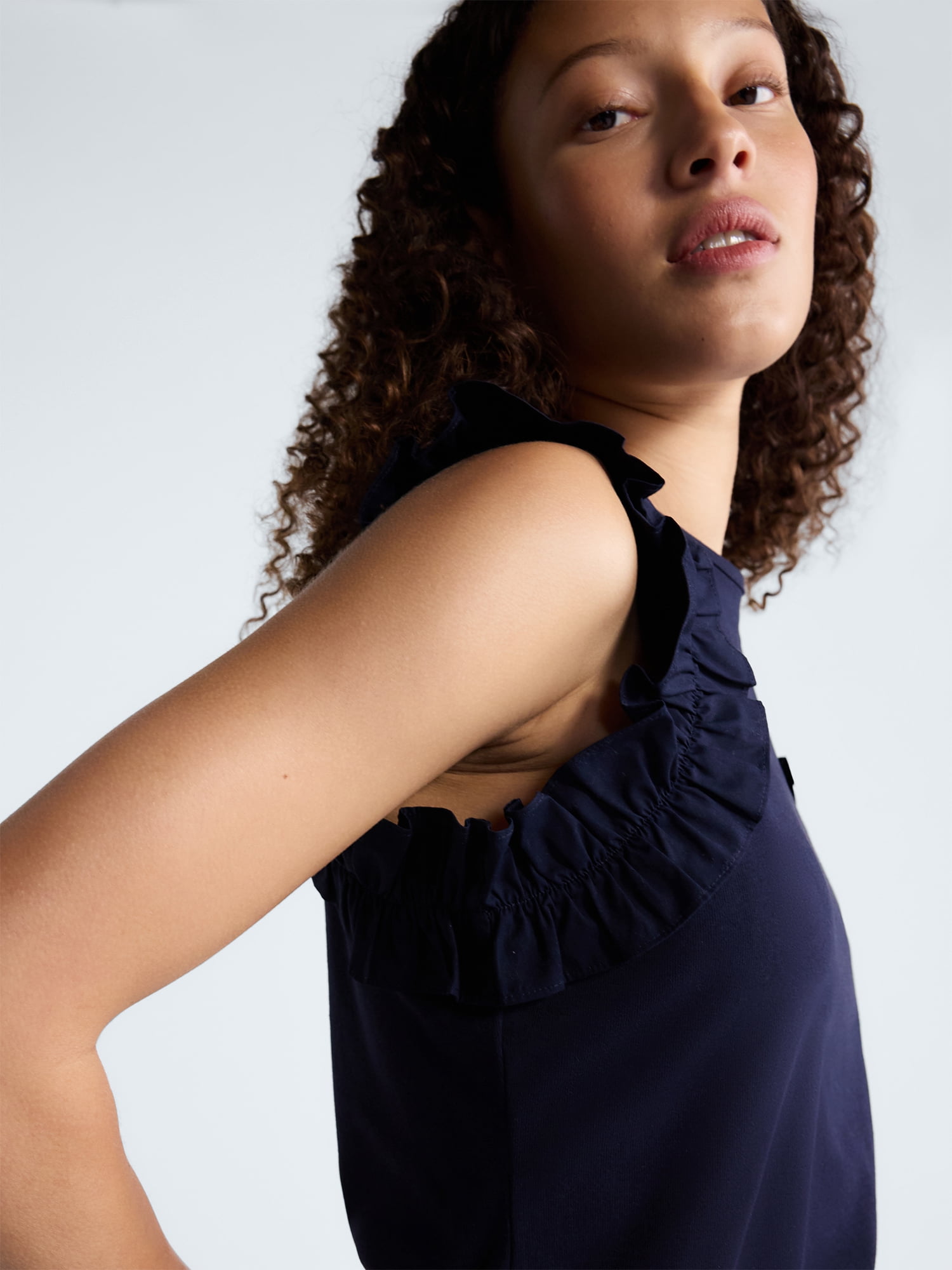 Free Assembly Women's and Women's Plus Ruffle Trim Mixy Tank Top, Sizes XS-4X
