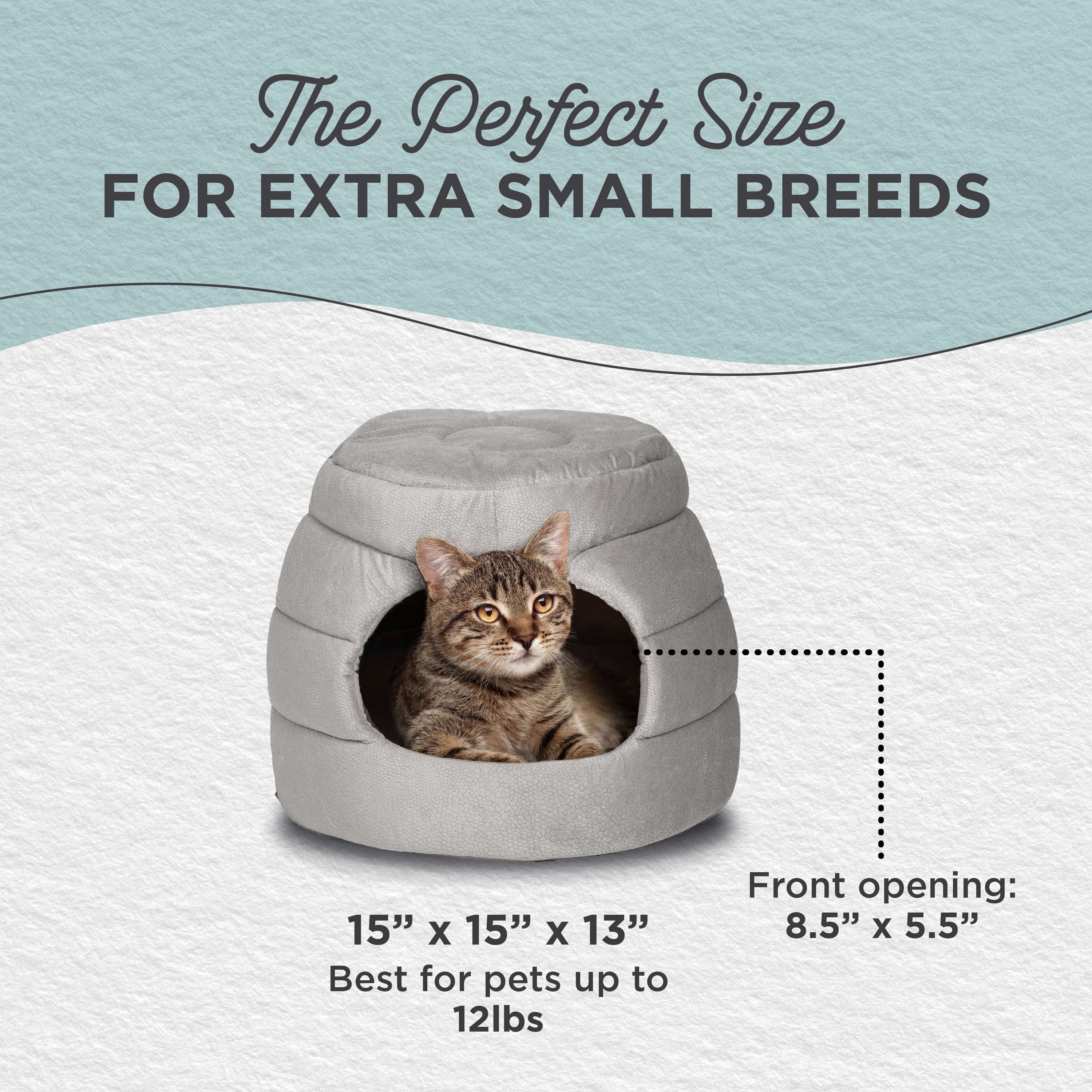 Best Friends by Sheri 2 in 1 Honeycomb Convertible Cat and Dog Cave Bed for Small Pets, Ilan Microfiber, Gray, Standard