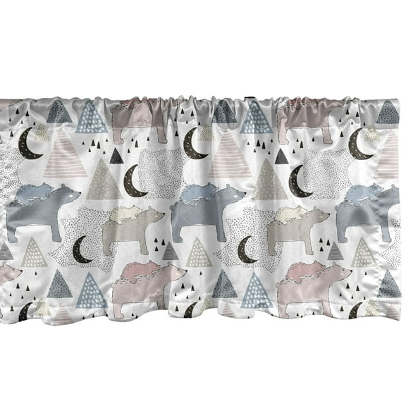 Ambesonne Nature Window Valance, Pastel Polar Bear Pattern, 54" X 12", Multicolor