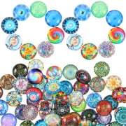 100pcs Decorative Glass Mosaic Printed Glass Granulates Cabochons Tiles Colorful Beads for DIY Vase Supplies  12mm 