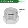 thumbnail image 2 of Conector de tapón de tubería roscado hexagonal de acero inoxidable 304 de 1-1/4"NPT 1 Pc, 2 of 7
