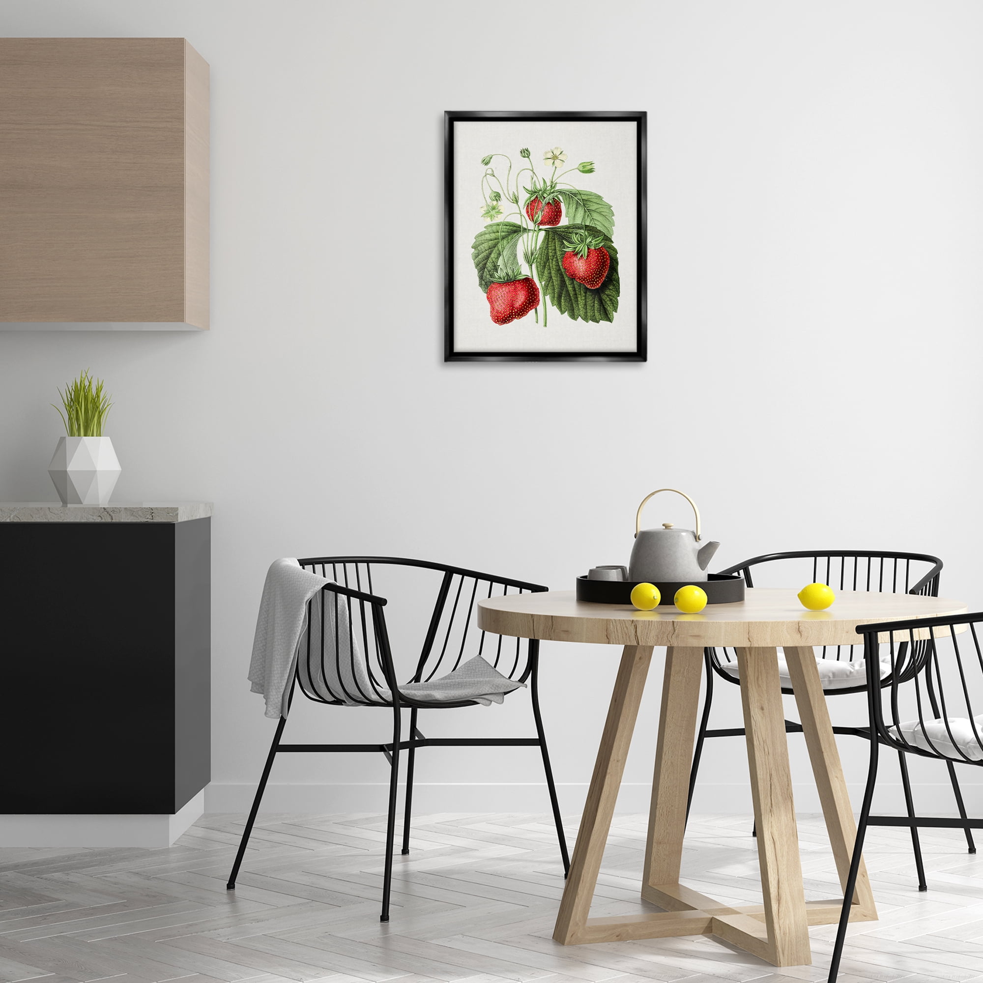 Stupell Industries Vintage Strawberries Study Food & Beverage Painting Black Floater Framed Art Print Wall Art, 17 x 21
