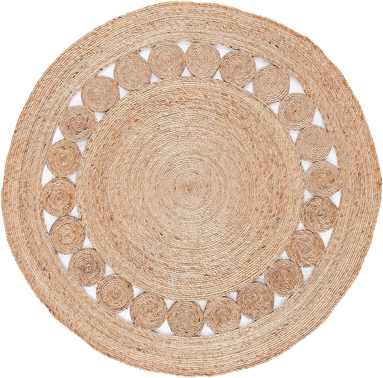 Avgari Creation Hand Woven, Oriental Jute Round Area Rug, Beige 2x2" Living Room , Indoor, Garden Carpet Rug Doormat