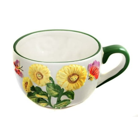 Russ Berrie Ceramic - Butterfly Sunflower Mug by Russ Berrie