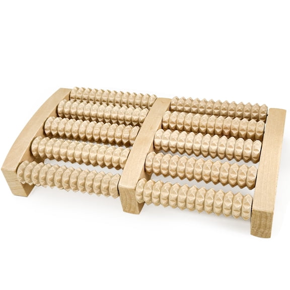 Wooden Foot Massager Roller, Grooved Foot Massage Roller for Plantar Fasciitis, Circulation, Pain Relief and Ease Muscle Tension, Wood Manual Feet Massage Therapy Tool (Large)