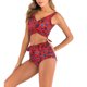thumbnail image 5 of Traje de baño para mujer, sin montura, de talle alto, en capas, con volantes en la espalda, con tiras, trajes de baño divididos transpirables para actividades acuáticas, Rojo M, 5 of 7