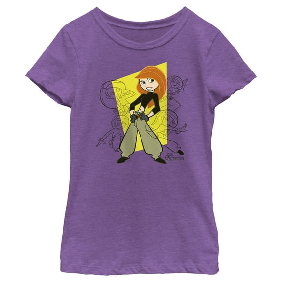 Girl's Kim Possible Action Poses  Graphic Tee Purple Berry Medium
