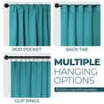 thumbnail image 3 of Superior Blackout Solid Light Filtering Back Tab Curtain Panel Set, 26"X 63", Aqua, 3 of 9