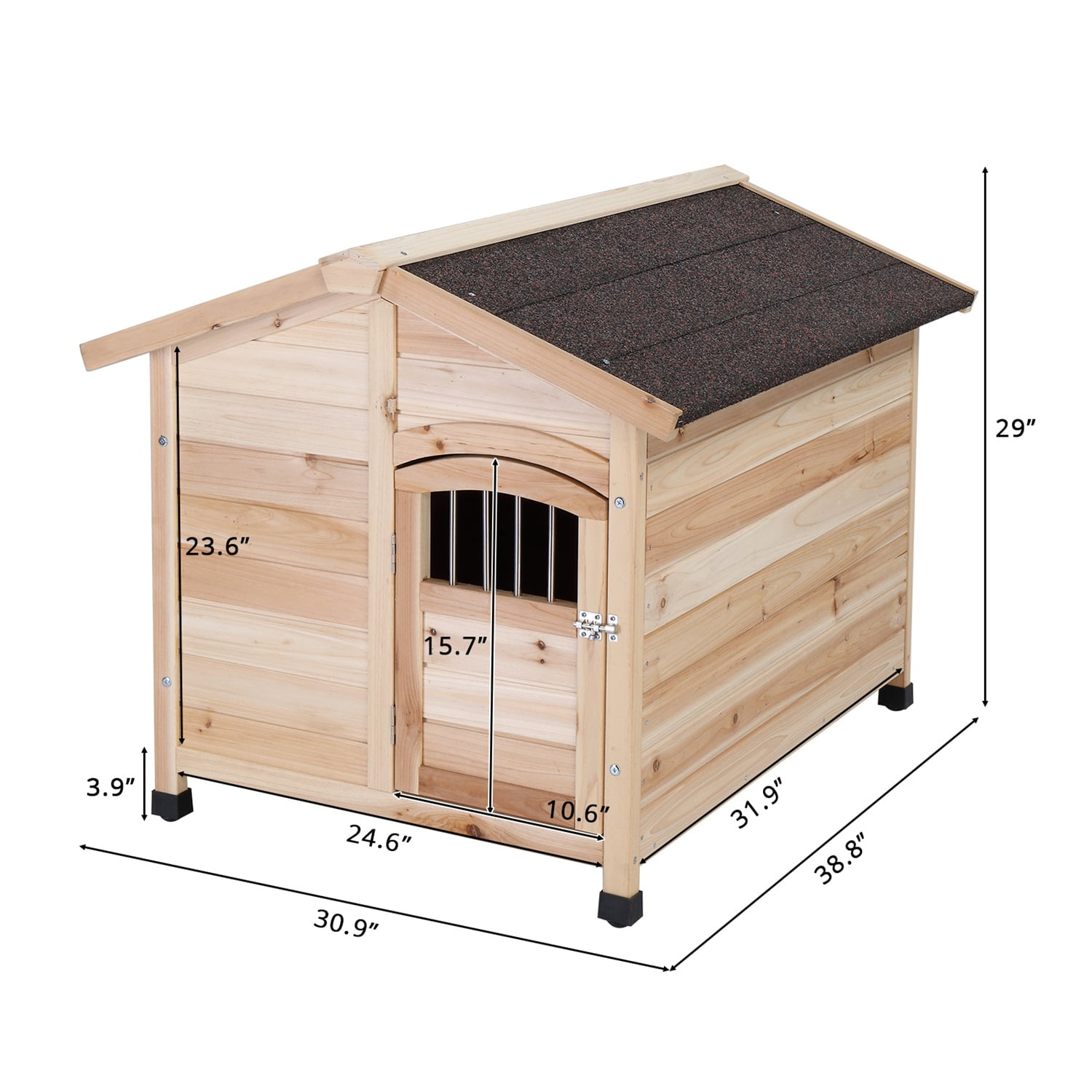 Pefilos 66" Large Wood Dog House with Porch for Small/Medium Dogs, Pet Shelter Pet Bunny House Outdoor Cat House, Gray Pefilos 66" Large Wood Dog House with Porch for Small/Medium Dogs, Pet Shelter Pet Bunny House Outdoor Cat House, Gray