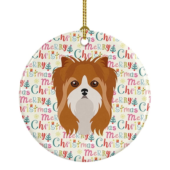 Yorkshire Terrier Merry Christmas Ceramic Ornament 2.8 in x 2.8 in
