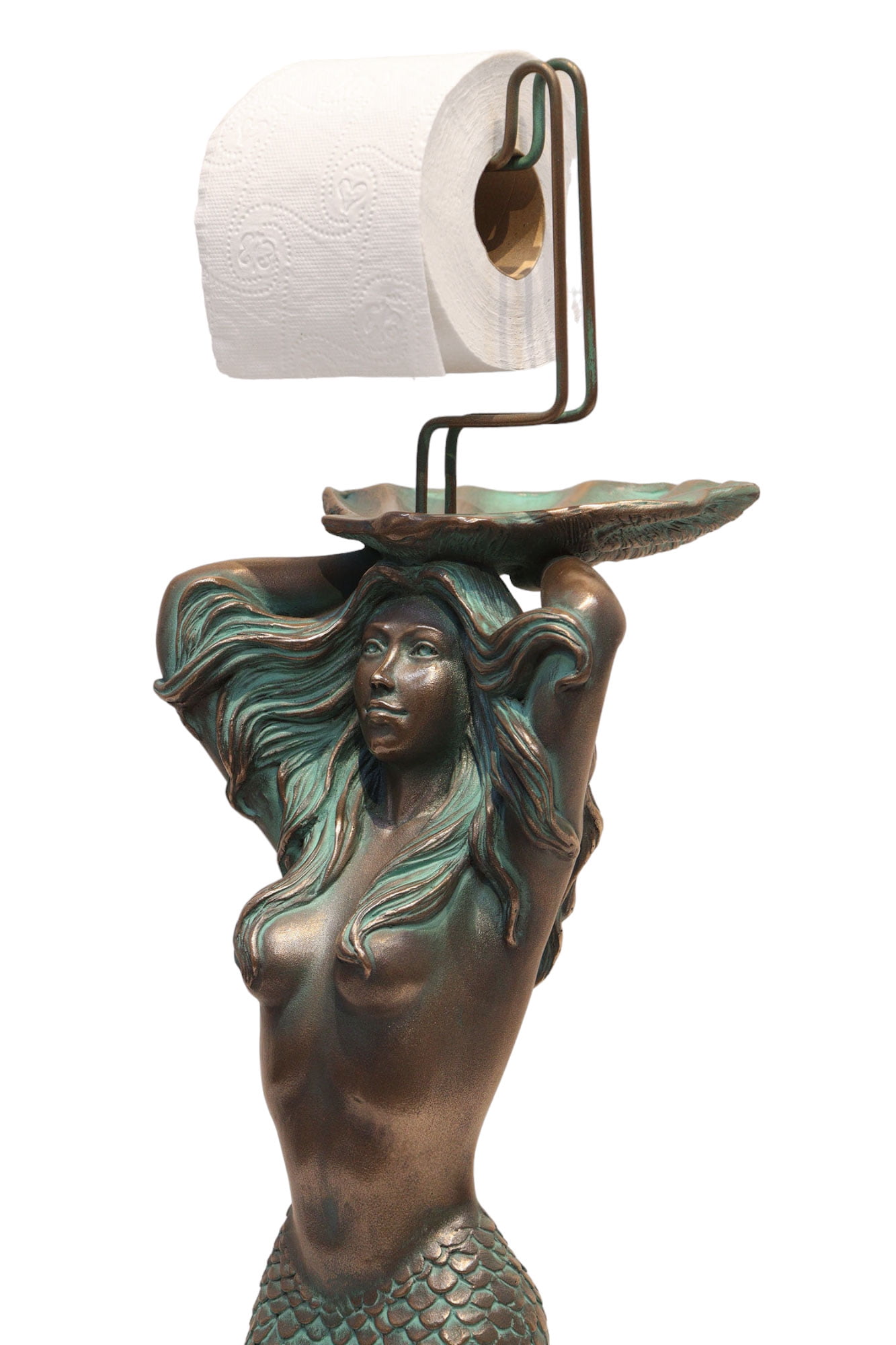 Mermaid Toilet Paper Holder Verde Bronze