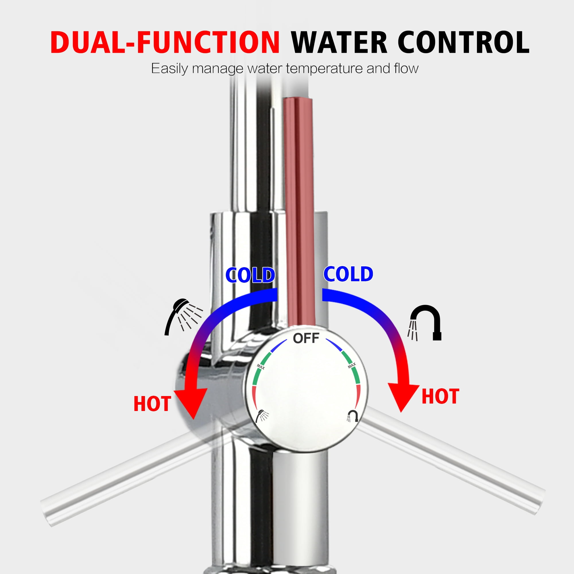 sumerain Freestanding Bathtub Faucet with Hand Shower, Floor Mount Tub Faucet Brass Single Handle High Flow Chrome