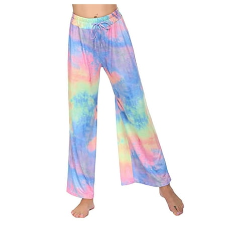 

Dadaria Yoga Pants Women High Waist Womens Casual Tie-Dye Prints Comfortable Pajamas Wide Leg Pants Long Yoga Pants Multicolor XL Women