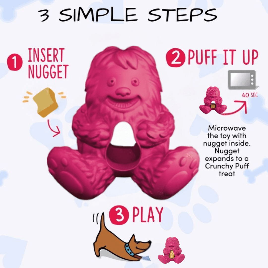 Yeti Puff and Play Interactive Dog Toy Dispenser, Pink