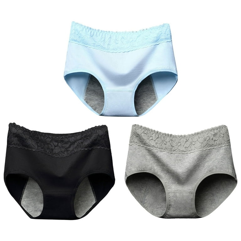 ZMHEGW Underwear Women Seamless 3Pc Menstrual For Lace Briefs Mid Waist  Briefs Lace Period Panties