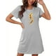 thumbnail image 4 of Camisón corto de talla grande para mujer, camisón de manga corta con estampado de pecho a la moda, camisón para mujer, 4 of 7