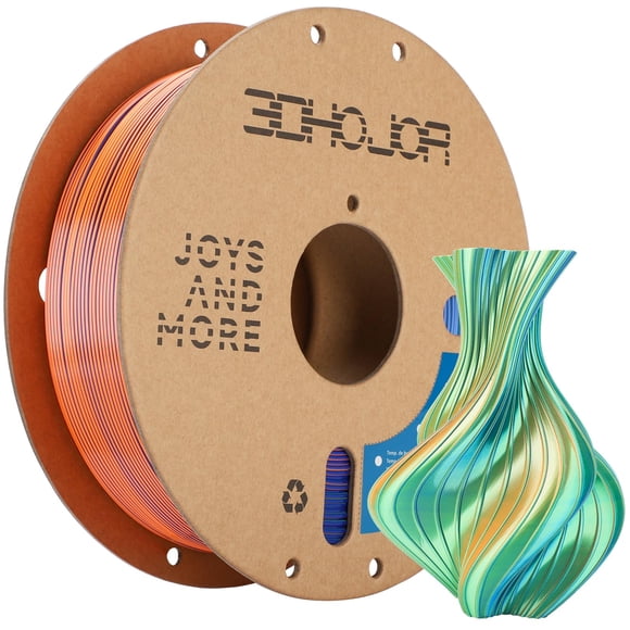 Filamento Pla De Seda 1,75 Mm Azul Naranja Verde Filamento De Impresora 3D Pla De Triple Color Coextrusión 3 En 1 Carrete De 1 Kg (2,2 Libras) Filamento De Impresión 3D Precisión Dimensional +/- 0,03